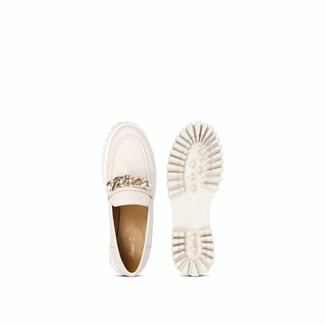 Best Women's Off-White Leather moccasins, Top and Sole View — Ladies Shoes UK