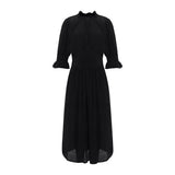 Saint Womens Coal Solid Viscose Sunfeel Midi Dress