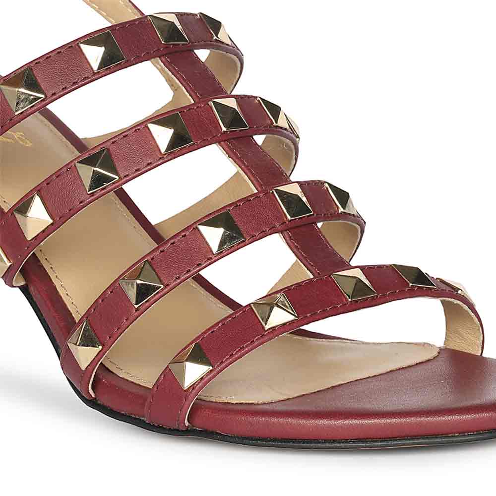 Close-up detail on Women's Saint Colette Rockstud Bordo Leather Stilettos