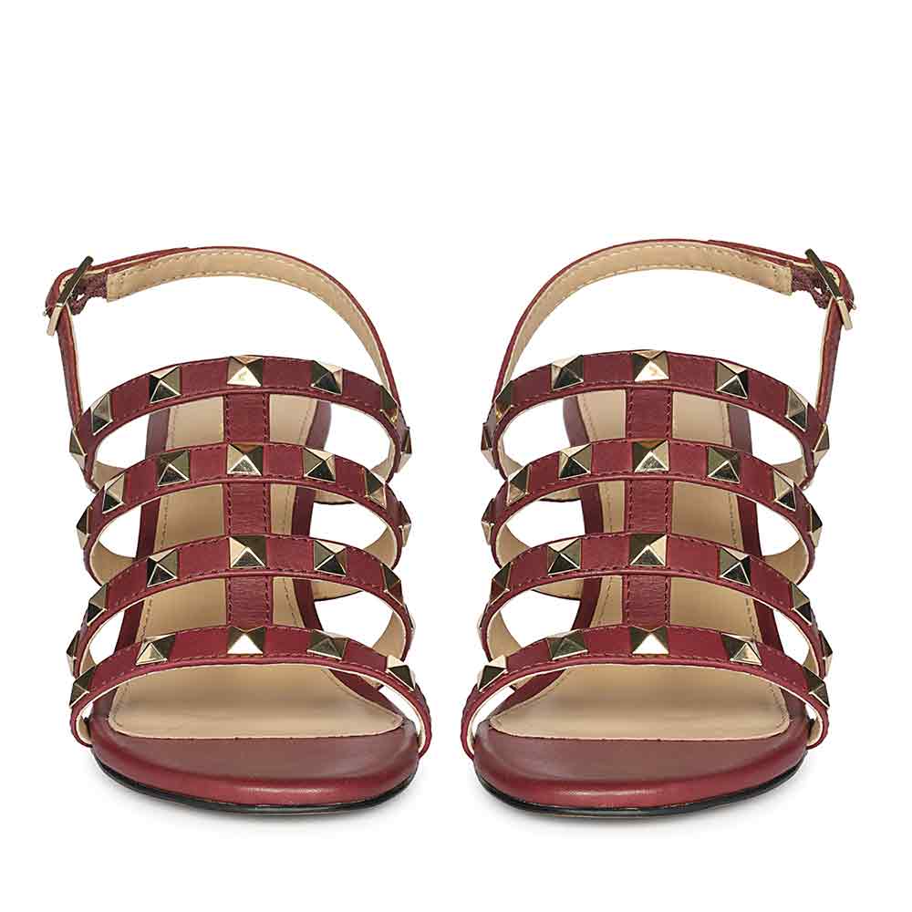 Women's Saint Colette Rockstud Bordo Leather Stilettos, front pair view