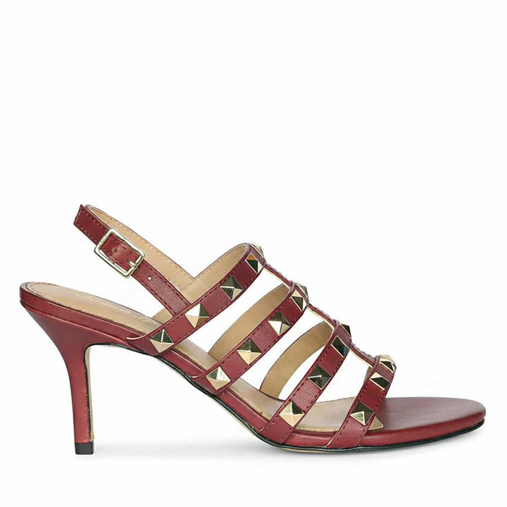 Women's Saint Colette Rockstud Bordo Leather Stilettos, side view