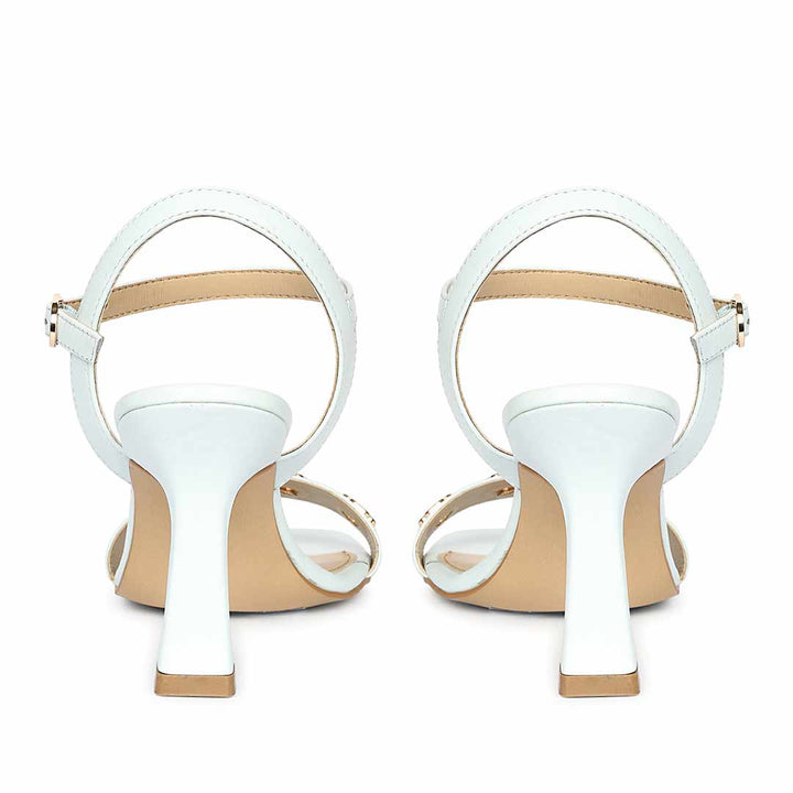 Saint Dahlia sky leather heels, back pair view