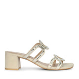 Saint Danica Strass-Embellished Beige Leather Block Heels
