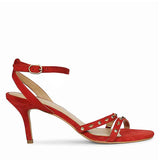 Saint Dovie Studded Red Suede Leather Stilettos