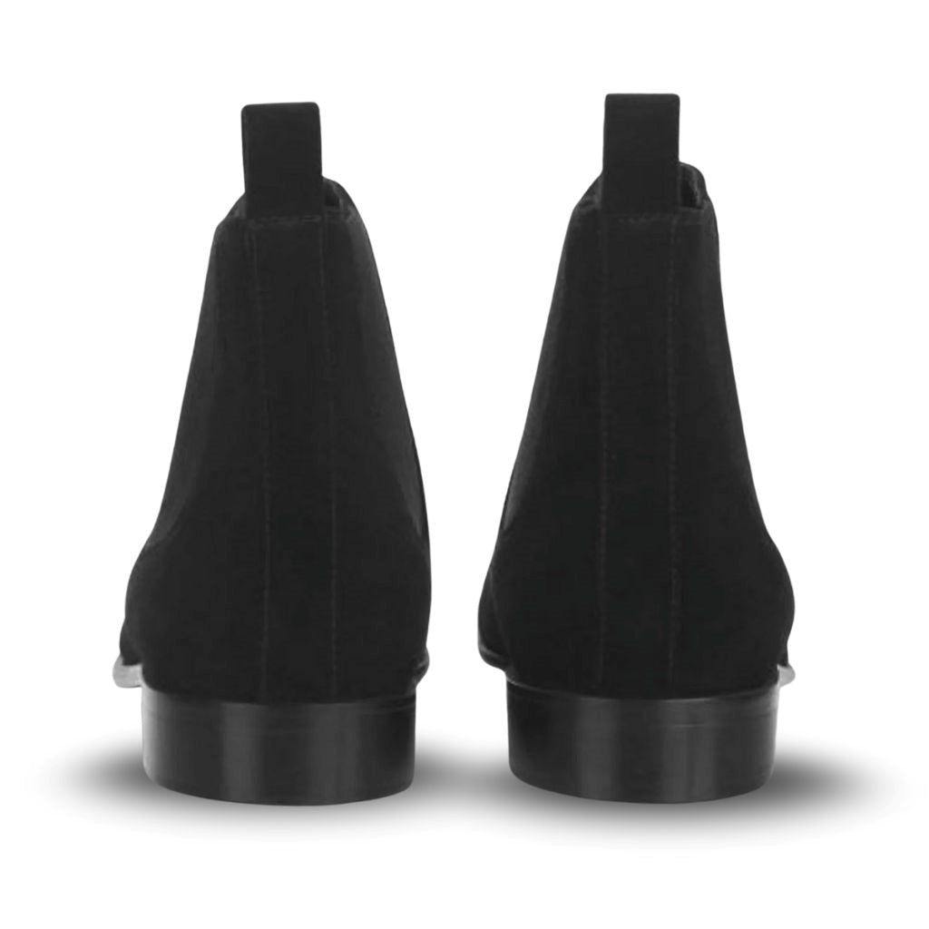Saint Dylan black suede chelsea boots for men – back view