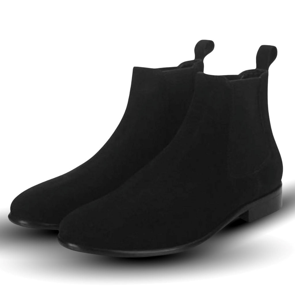 Saint Dylan black suede mens chelsea boots uk – pair angle view