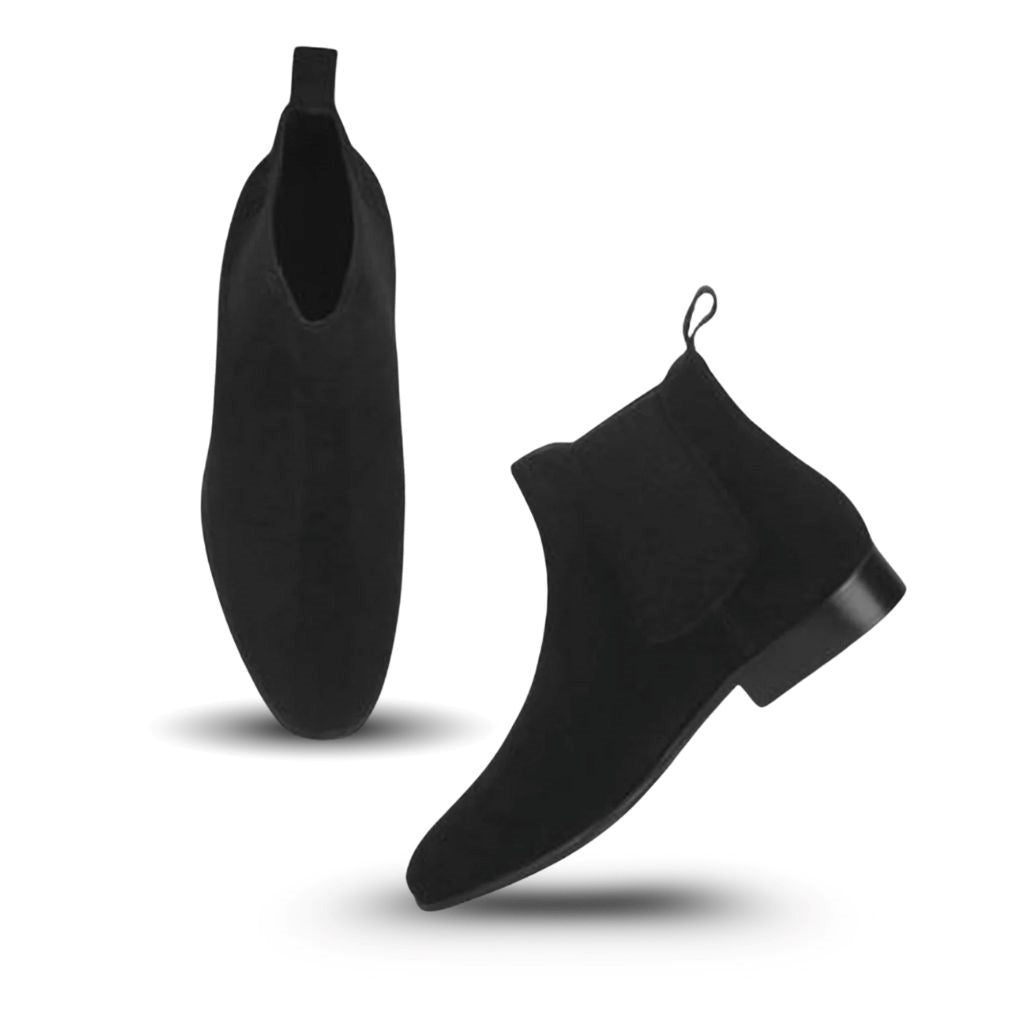 Saint Dylan premium mens chelsea boots black suede – pair profile