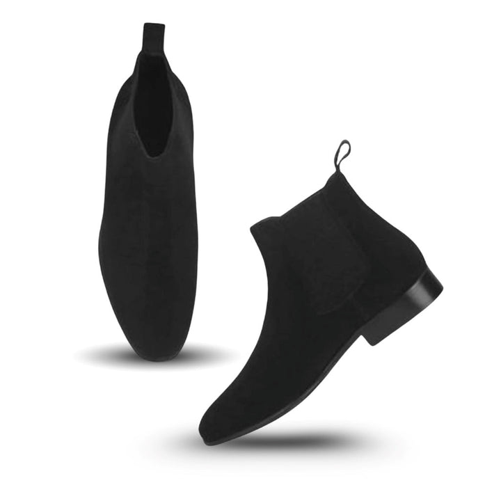 Saint Dylan premium mens chelsea boots black suede – pair profile