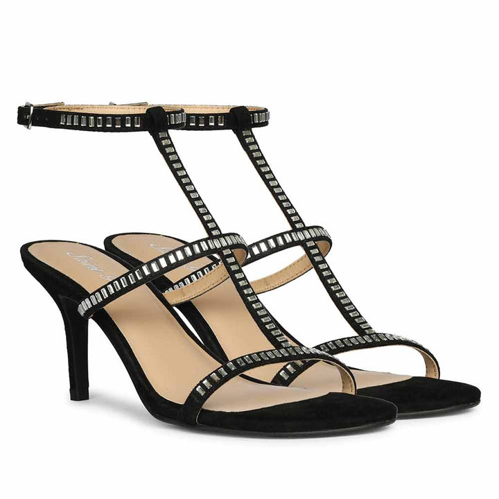 Women's Saint Dylan Strass-Embellished Black Leather Stilettos, pair view