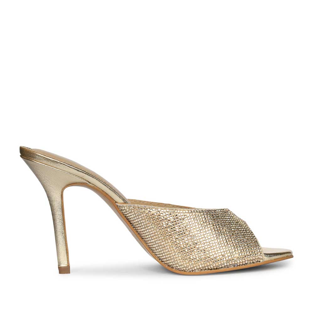 Saint Estrella glow crystal stiletto heels with iridescent crystal embellishment and ankle strap-right