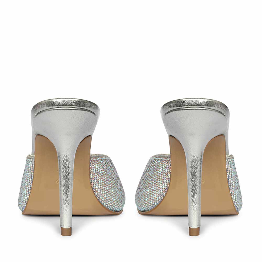 Saint Estrella multi-coloured crystal stiletto heels, embellished pointed-toe design with ankle strap, back view