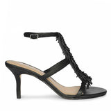 Saint Faye Black Leather Fringe Stilettos
