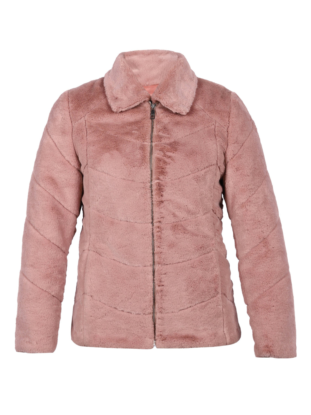 Saint Fernanda dusty rose fur jacket UK, flat product shot