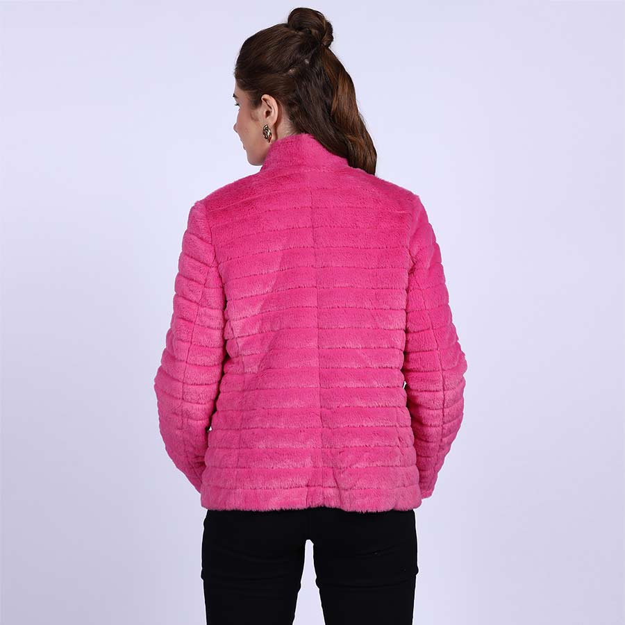 Saint Fernanda pink fur jacket UK, back view