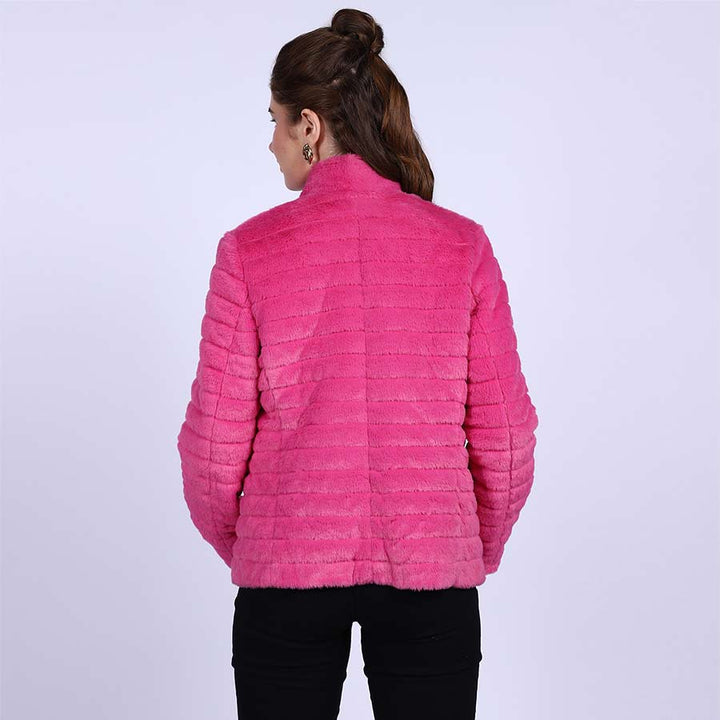 Saint Fernanda pink fur jacket UK, back view