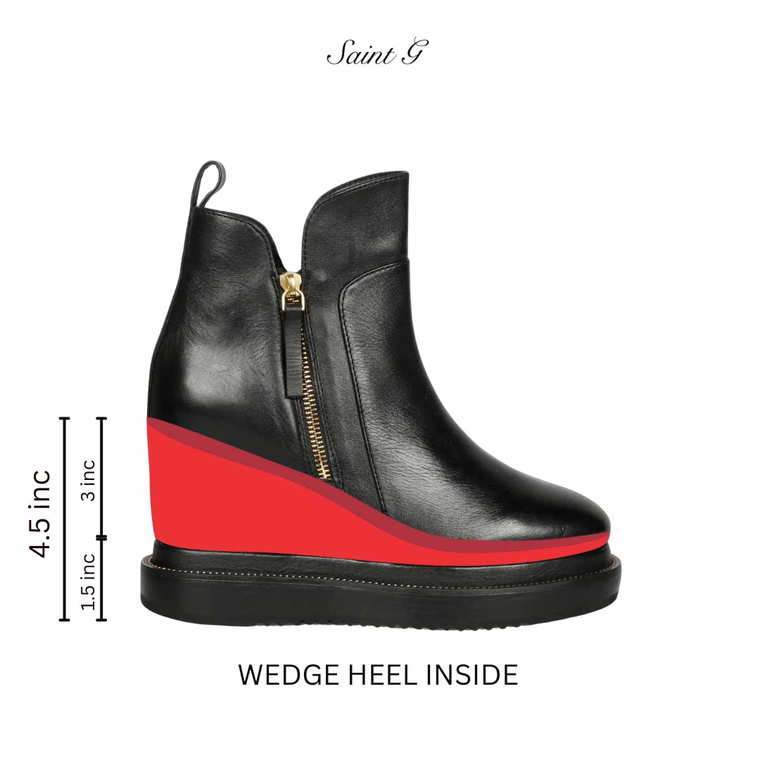 Saint G UK black studded leather wedge boots product information card