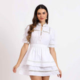 Saint Gianna Womens White Printed Cotton Poplin Short Dress