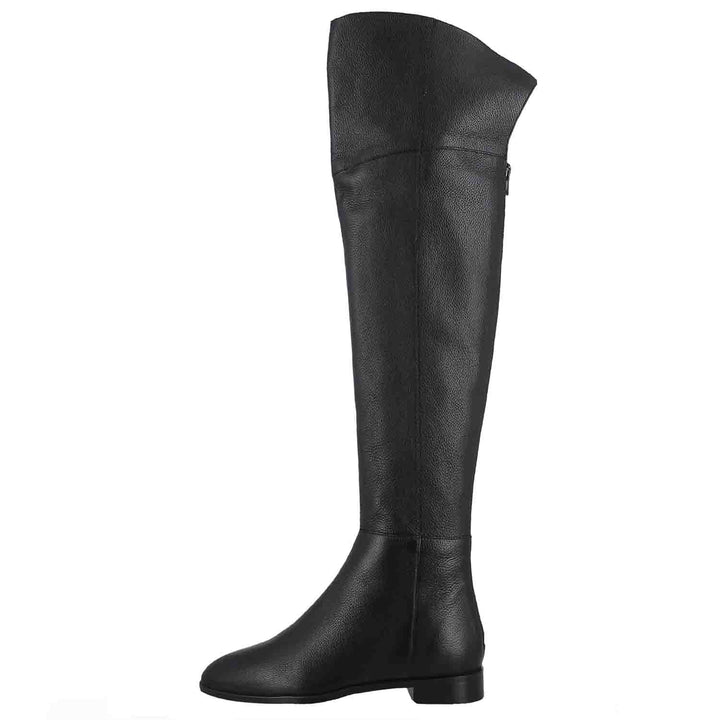 Saint Grace black above the knee boots UK, alternate side view showing zip closure