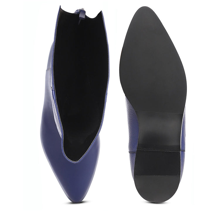 Saint Grace blue leather thigh high boots UK, interior and sole view