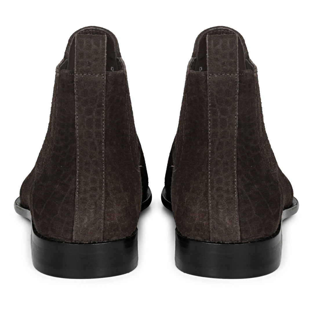 Saint Illiad luxury chelsea boots men brown croco suede – back side profile
