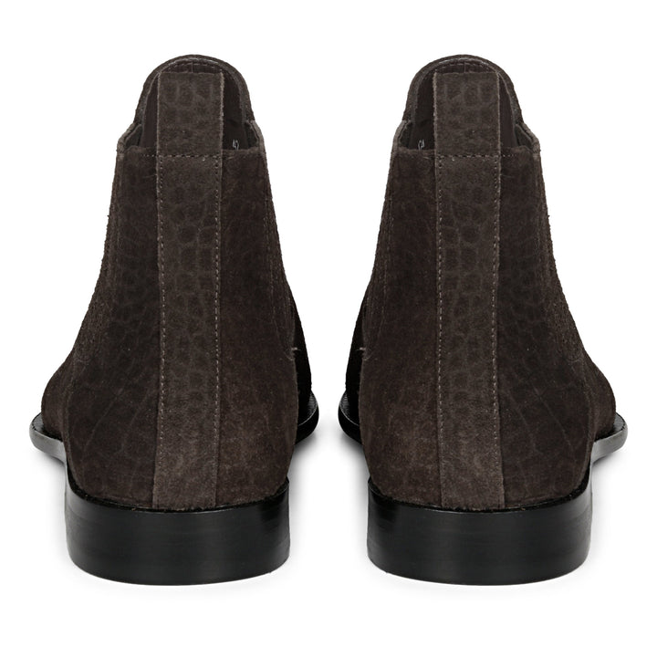 Saint Illiad luxury chelsea boots men brown croco suede – back side profile