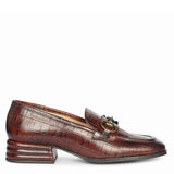 Saint Jacqueline Croc Embossed Choco Leather Moccasins
