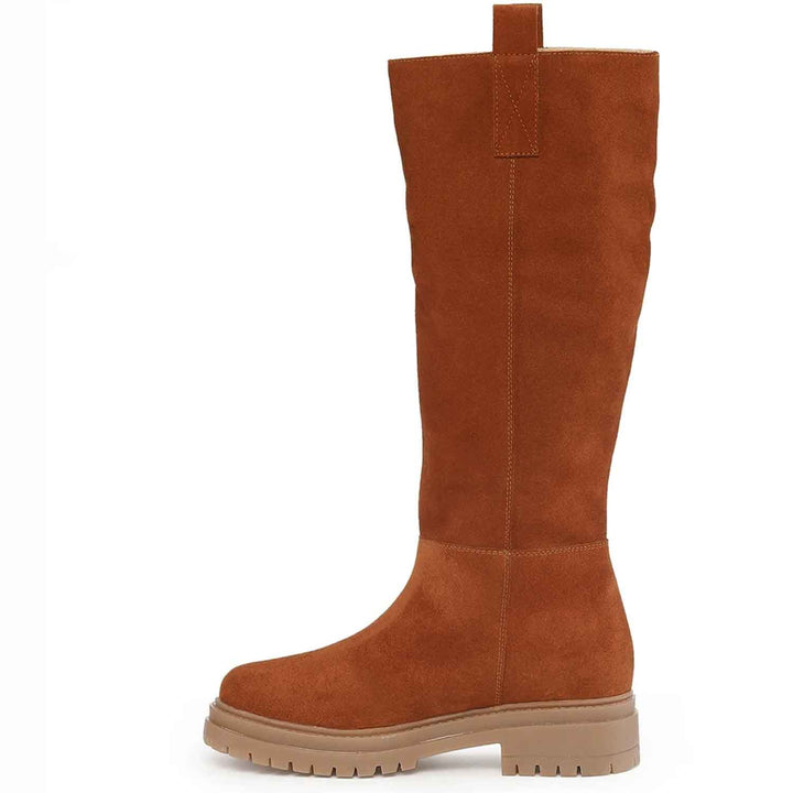 Women's suede knee high boots, additional side angle