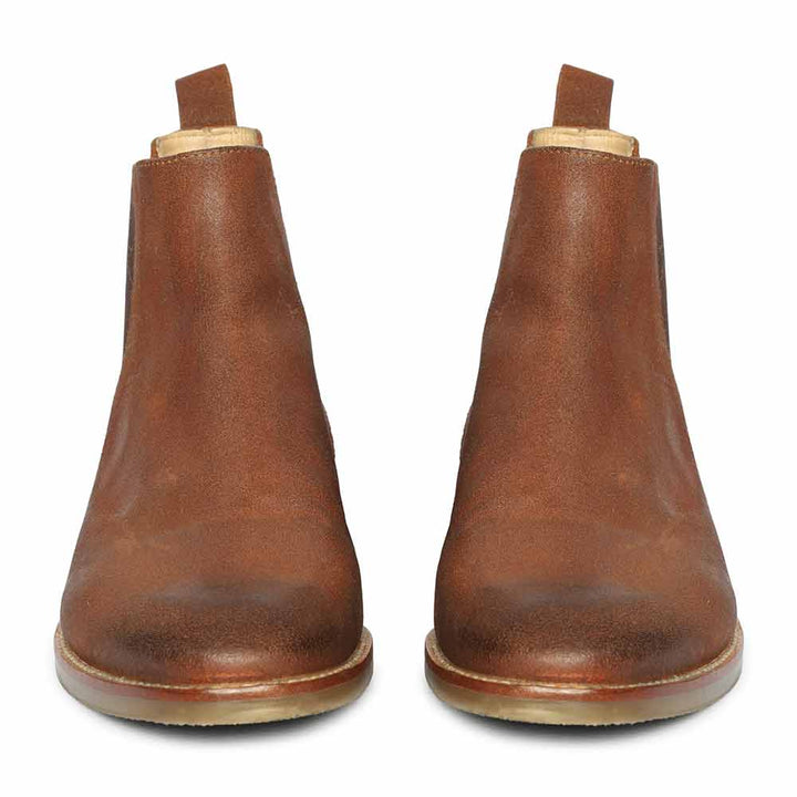 Saint Joseph premium mens chelsea boots uk tobacco brown – paired front profile