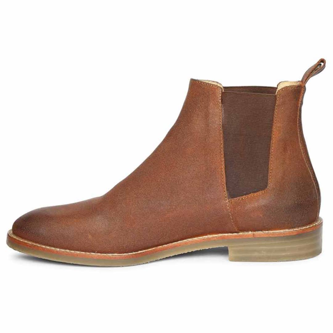 Saint Joseph handcrafted chelsea boots men tobacco brown suede – right angle
