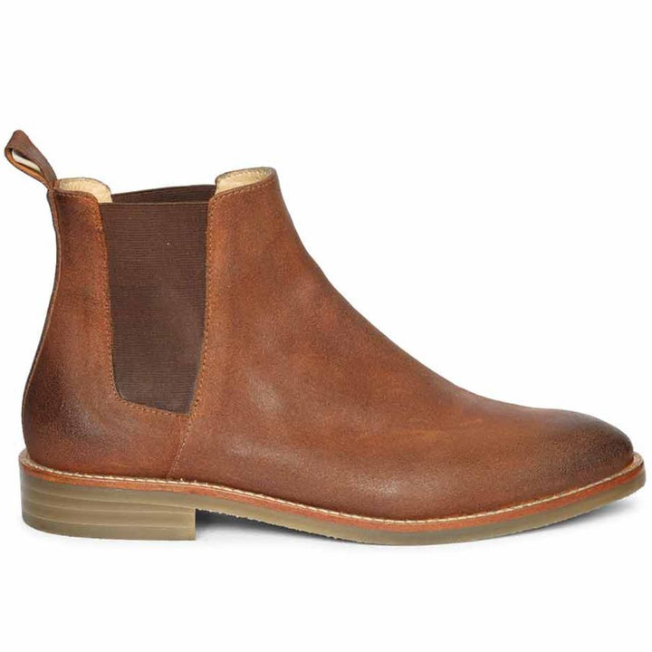 Saint Joseph tobacco brown wax-suede chelsea boots men – side view