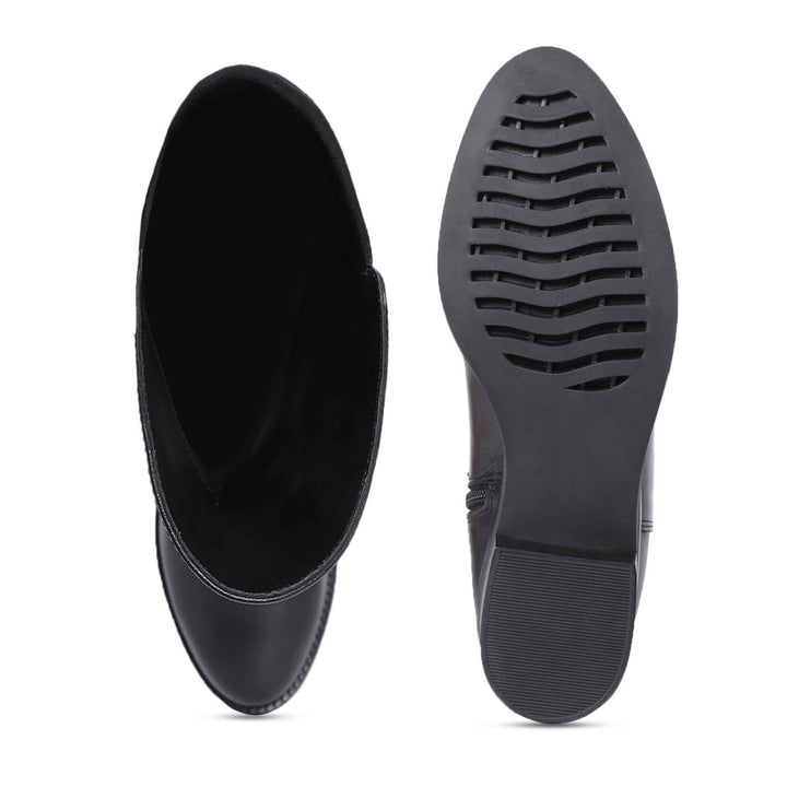 Saint Kayleigh black leather boots UK, interior and sole view