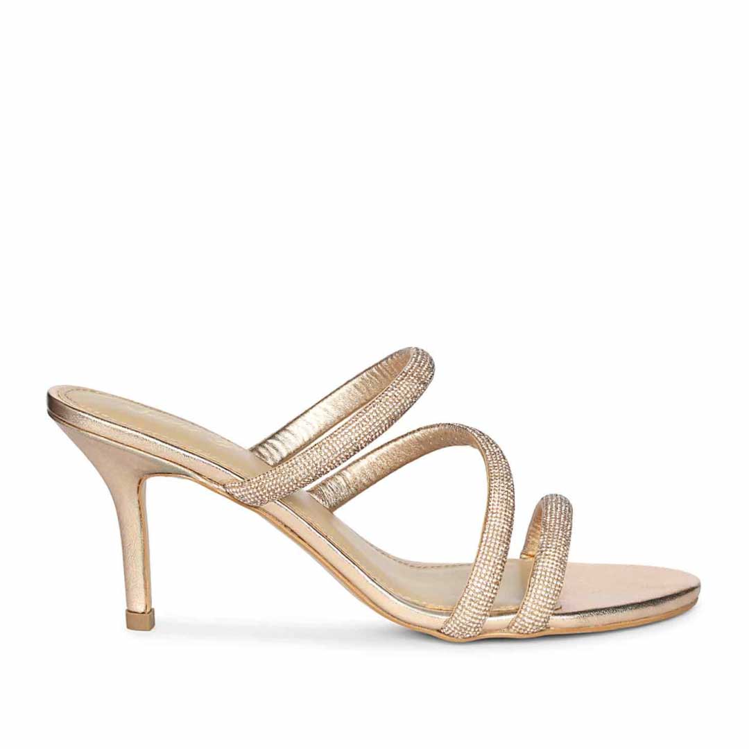 Saint Layla Crystal Cord Rose Gold Leather Stilettos, side view