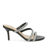 Saint Layla Silver Crystal Cord Black Leather Stilettos