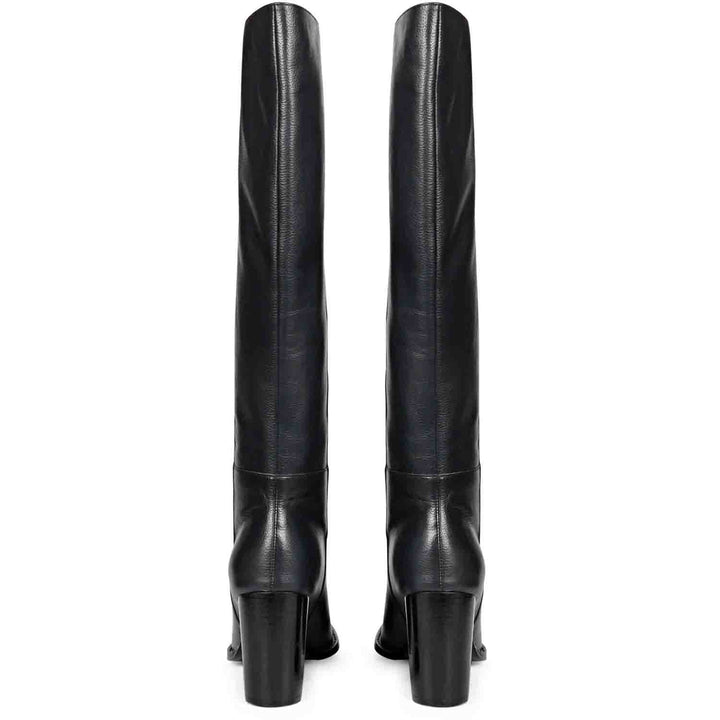 Saint Lia blue leather knee high boots, back pair view
