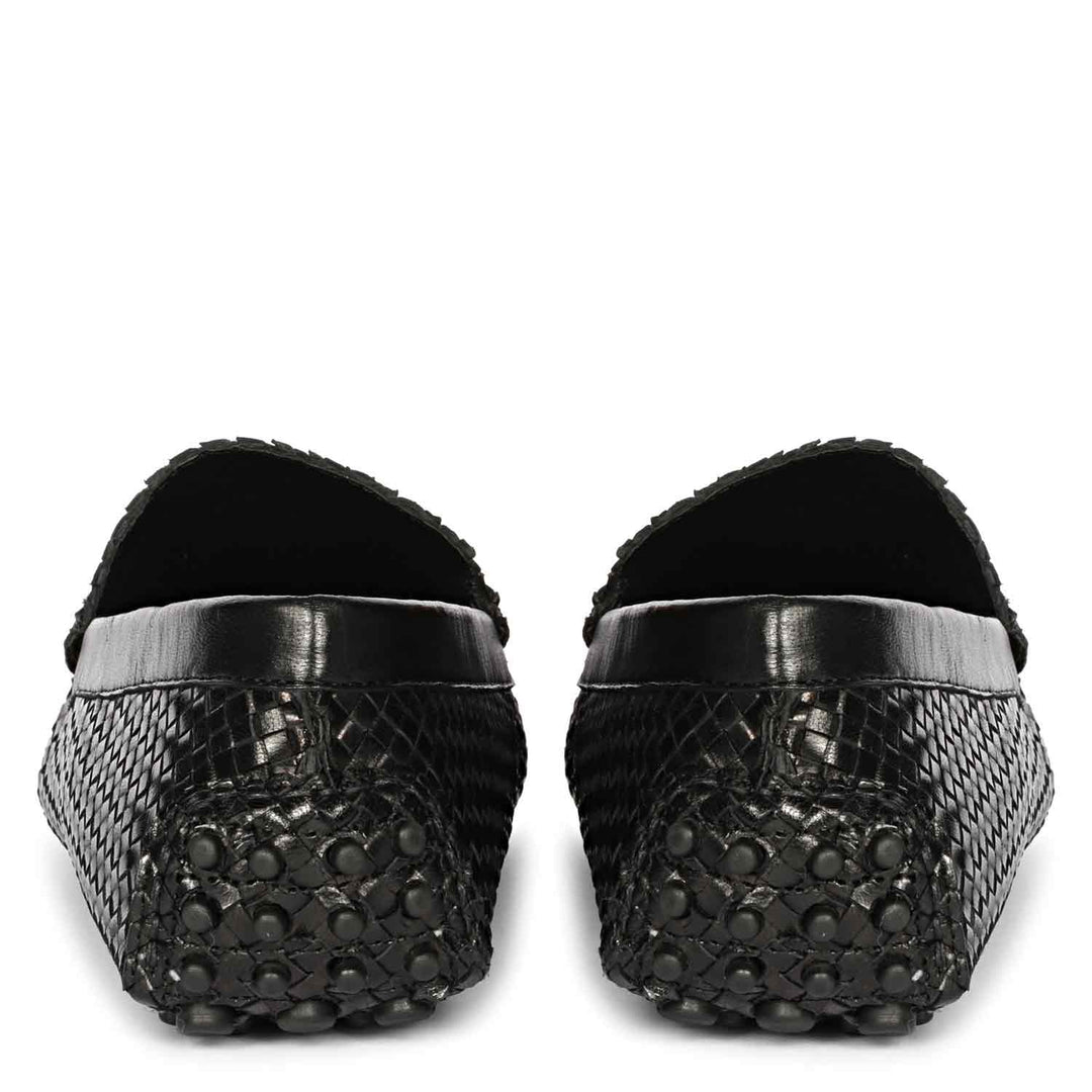 Saint Liana black woven leather loafers UK, back pair view
