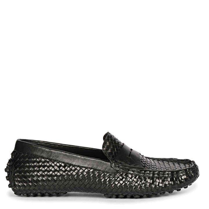 Best black woven leather loafers for women UK, Saint Liana side view