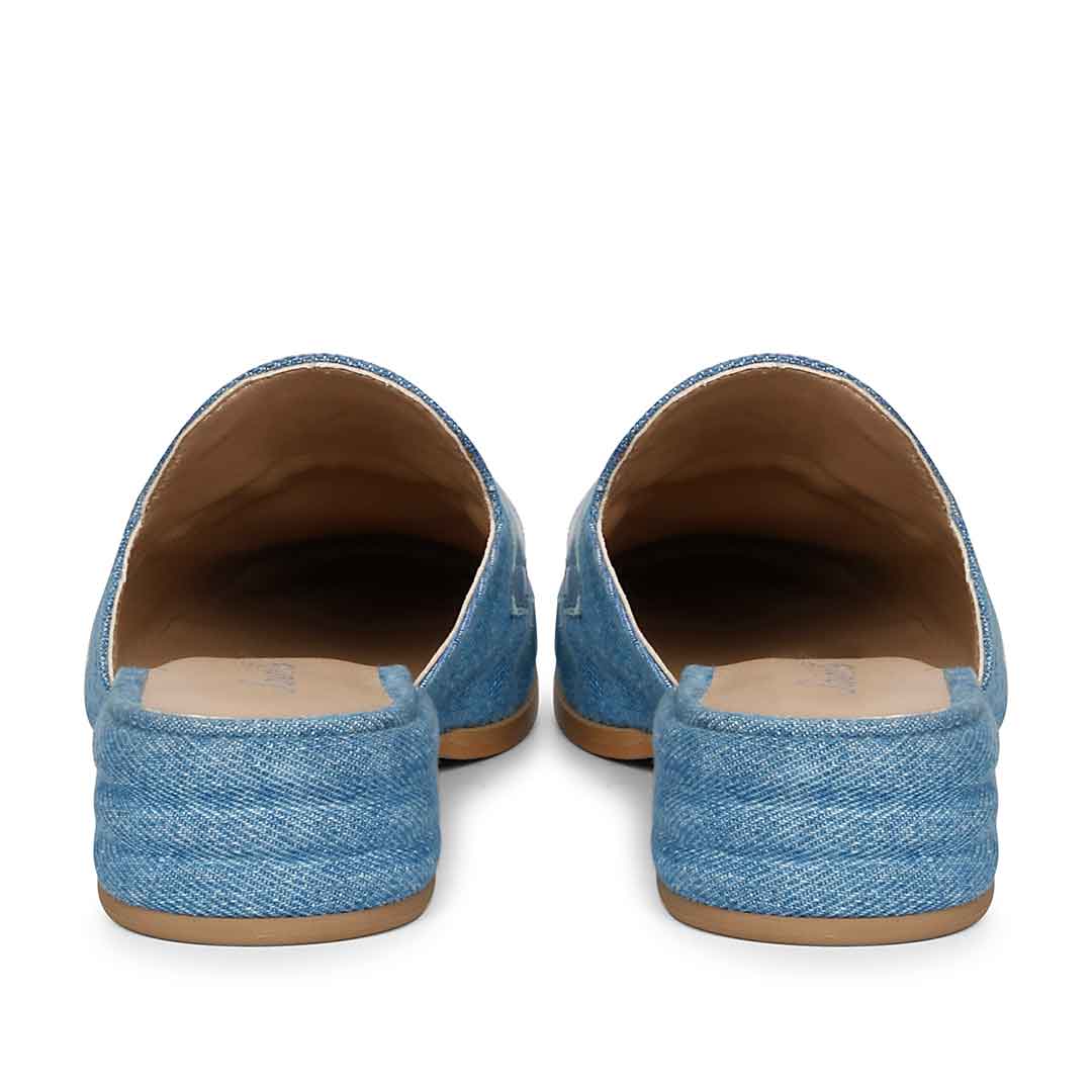 Best Ladies Denim Mules, Back Heel View — Women's Shoes UK