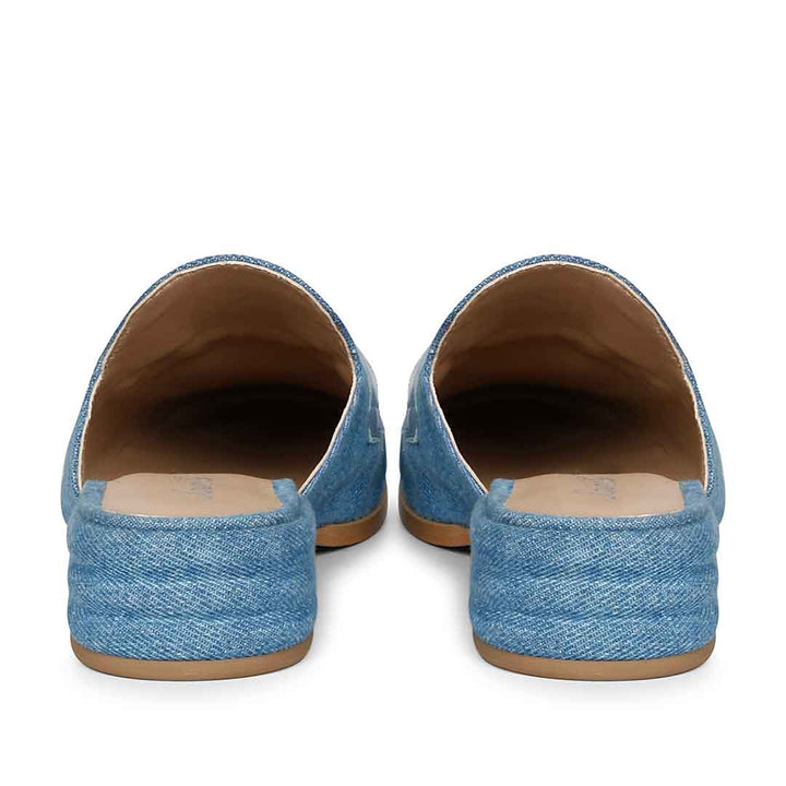 Best Ladies Denim Mules, Back Heel View — Women's Shoes UK