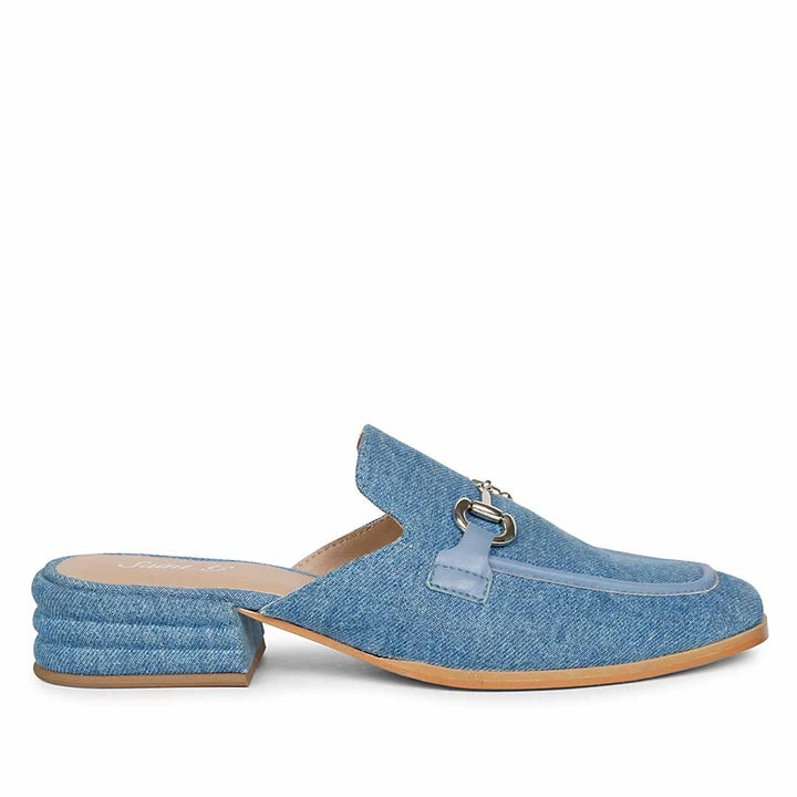 Best Women's Denim Horsebit Mule, Side View — Ladies Shoes UK