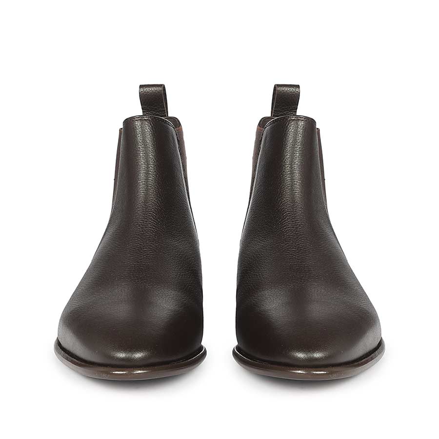 Saint Lucien mens leather chelsea boots uk brown – paired front profile