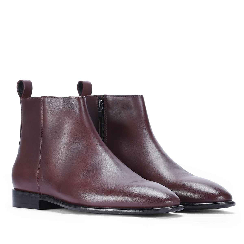 Men's Bordo Crust Leather Ankle Boots, Pair Angled View - Best Handcrafted UK