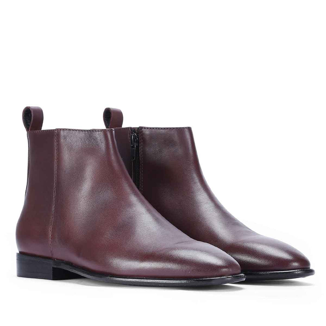 Men's Bordo Crust Leather Ankle Boots, Pair Angled View - Best Handcrafted UK