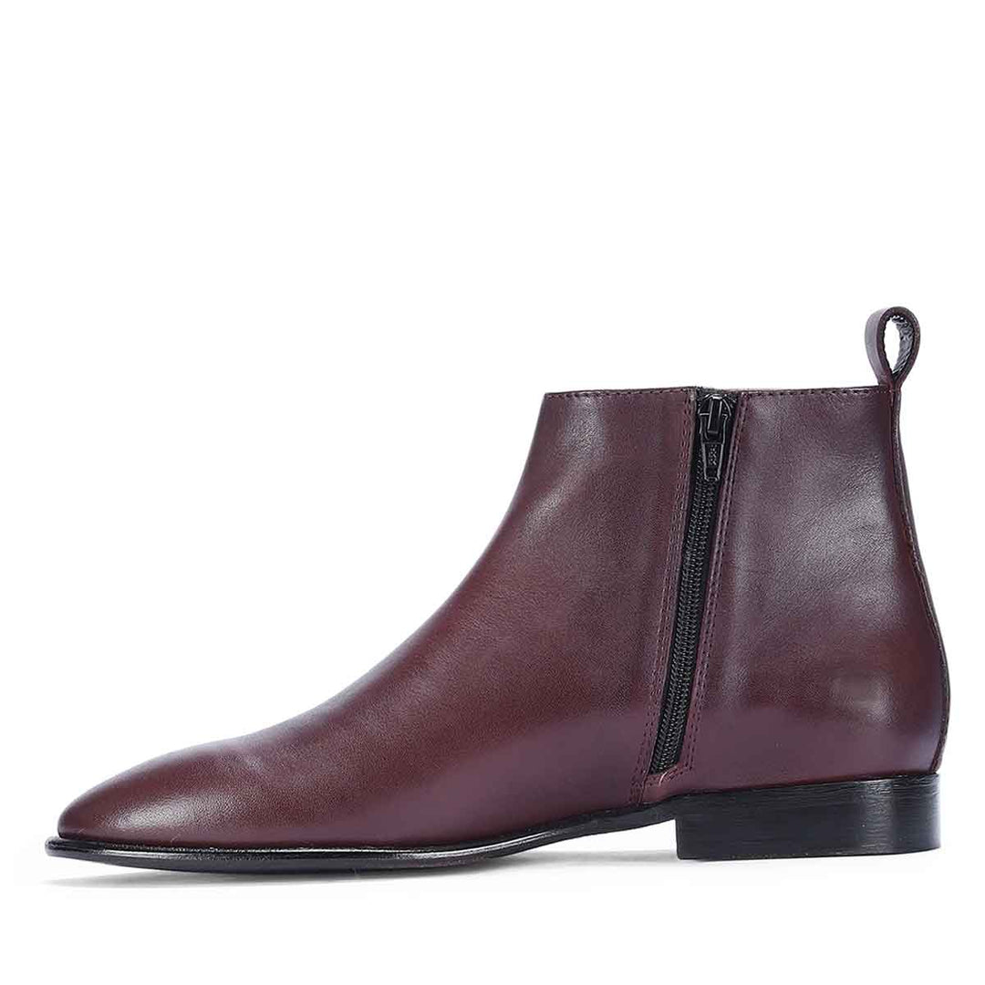 Saint Magnus Bordo Crust Leather Boots - Side Zip Detail, Men's UK