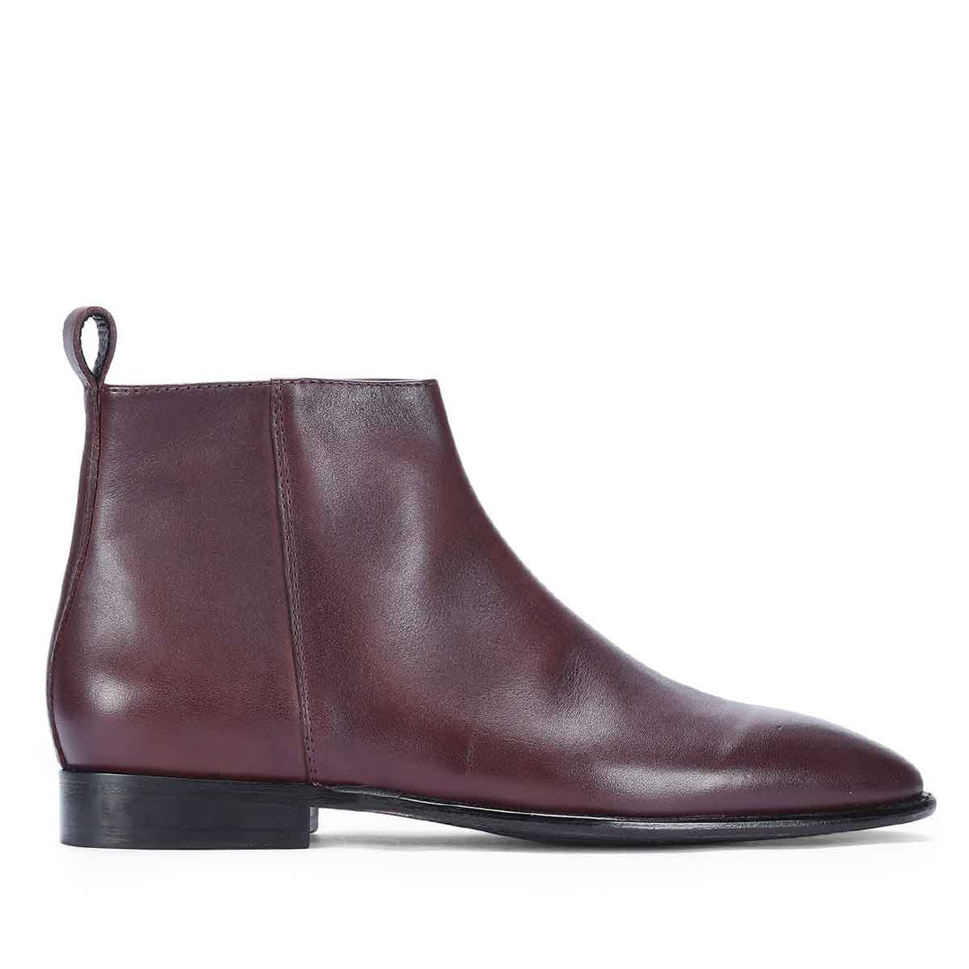 Best Men's Bordo Crust Leather Ankle Boots - Side View, Handcrafted UK