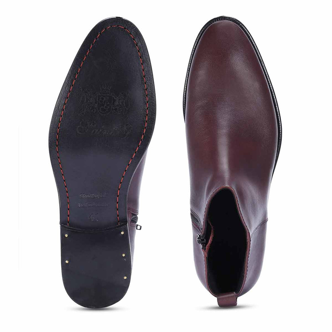 Saint Magnus Bordo Crust Leather Boots - Sole and Top View, Men's UK