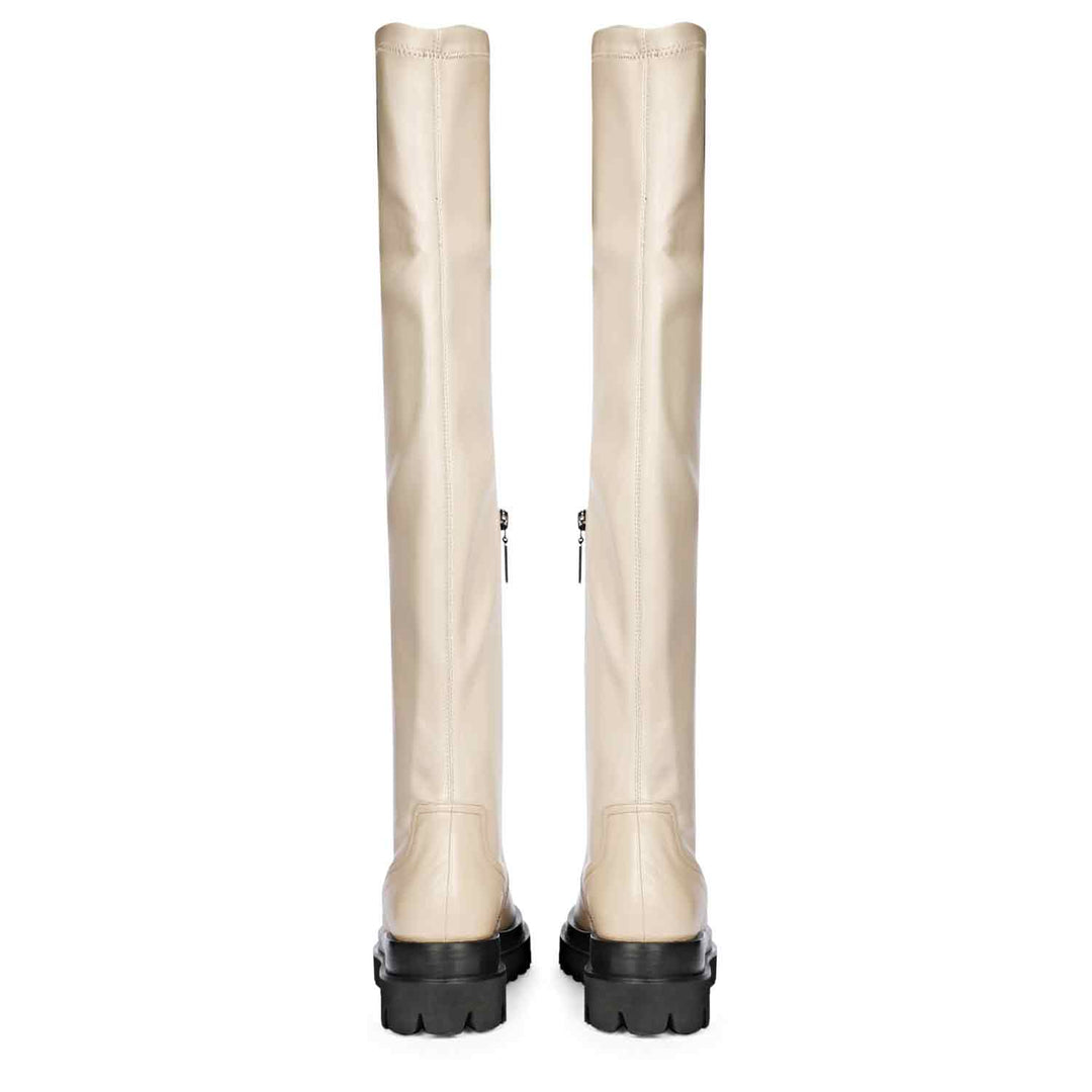 Saint Malia taupe thigh high boots, back pair view