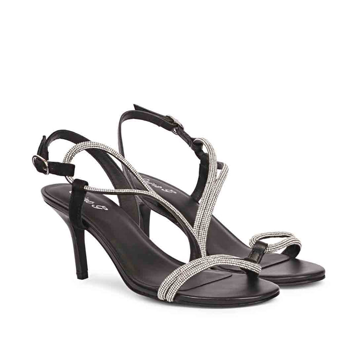 Women's Saint Nessa Crystal Embellished Black Leather Stilettos, pair view