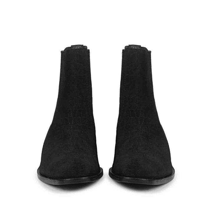 Saint Ollie Black Croco Suede Chelsea Boots - Front Pair View, Men's UK