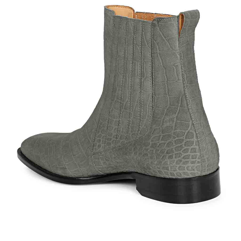 Saint Ollie grey croco print chelsea boots for men – back view