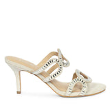 Saint Peyton Ivory Mirror Embellished Suede Heels